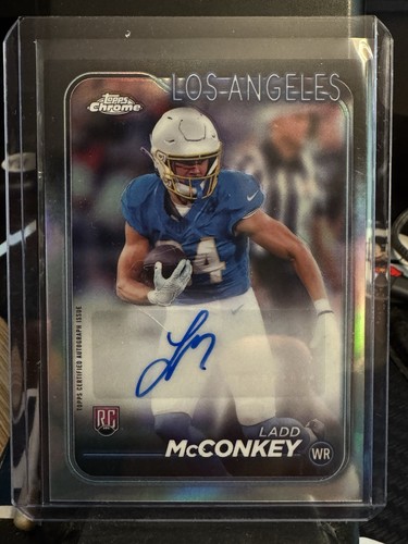 2024 Topps Chrome Football Ladd McConkey Rookie Refractor Auto Variation RA-LM - Picture 1 of 2
