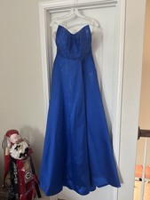 Sherri Hill Blue Beaded Strapless Long Prom Dress Ballgown Size 2