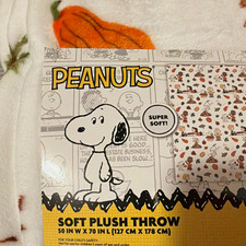 Peanuts Snoopy Autumn Leaves Soft Plush Throw Blanket Multicolor 50in x 70in