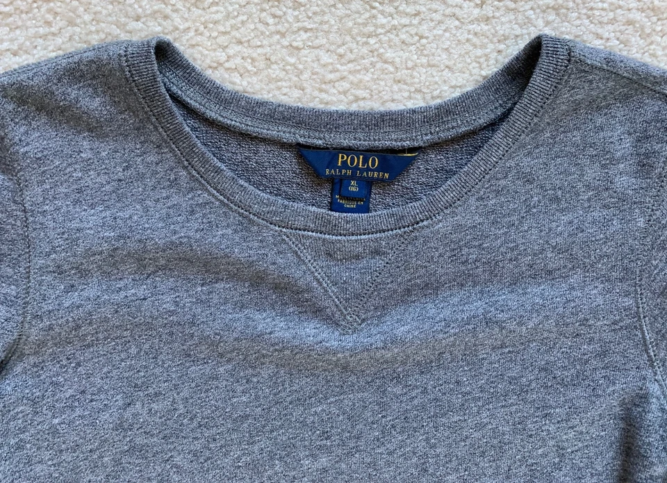 Lindo Vestido Sudadera Polo Ralph Lauren Niñas XL (16) Gris Térmico Volantes Escuela Foto 3 de 4