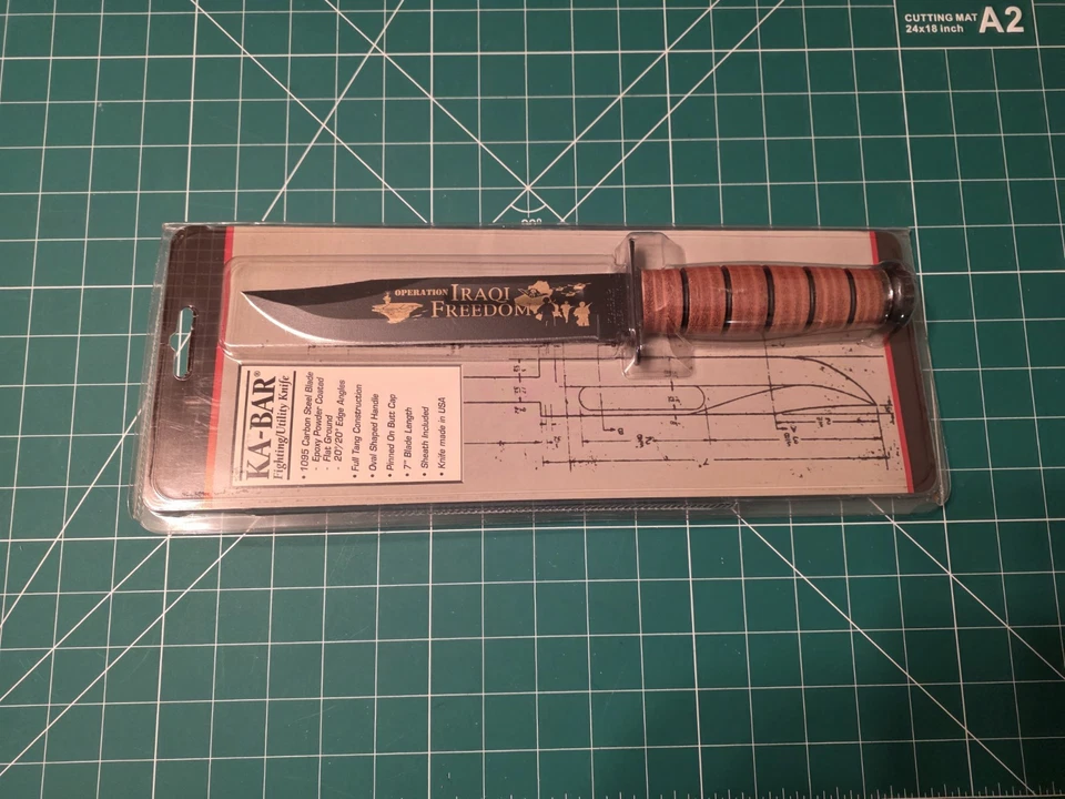 KaBar Iraqi Freedom US Navy con vaina de cuero (NUEVO) cuchillo Foto 2 de 3