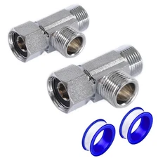 Breezliy Brass Angle Stop Add-A-Tee Valve,3/8-Inch Compression Inlet X 3/8-In...