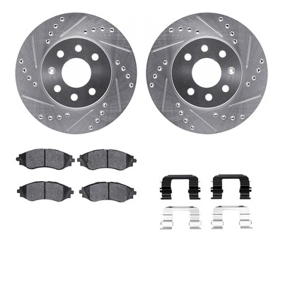 For Daewoo Nubira 00-02 Drilled & Slotted Front Brake Kit w Semi-Metalic Pads