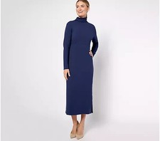 Women w/Control Finespun Jersey Midi Dress-Dp Ocean Blue-Petite 3X A623040