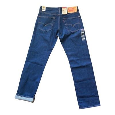 Levi's 501 Selvedge Jeans Men's Straight Leg Button Fly Dark Wash