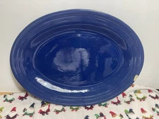 Vintage Bauer Los Angeles CA Pottery Ring Ware Blue Platter