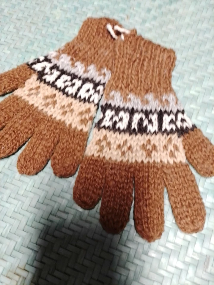 Kinder-Handschuhe Fäustling 100 %  (!) Alpakawolle Weich Handarbeit Bund 5cm NEU