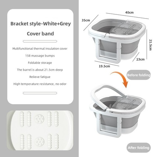 Bañera de pies plegable/almable/bañera de masaje de pies-estilo soporte (blanco/banda de cubierta) - Imagen 1 de 15