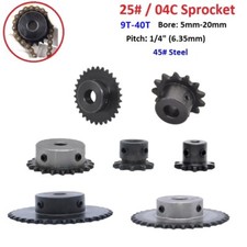 Tooth Sprocket Wheel for #25 (04C) Roller Chain, 9T-40T, Pitch 1/4" Bore 6-20mm