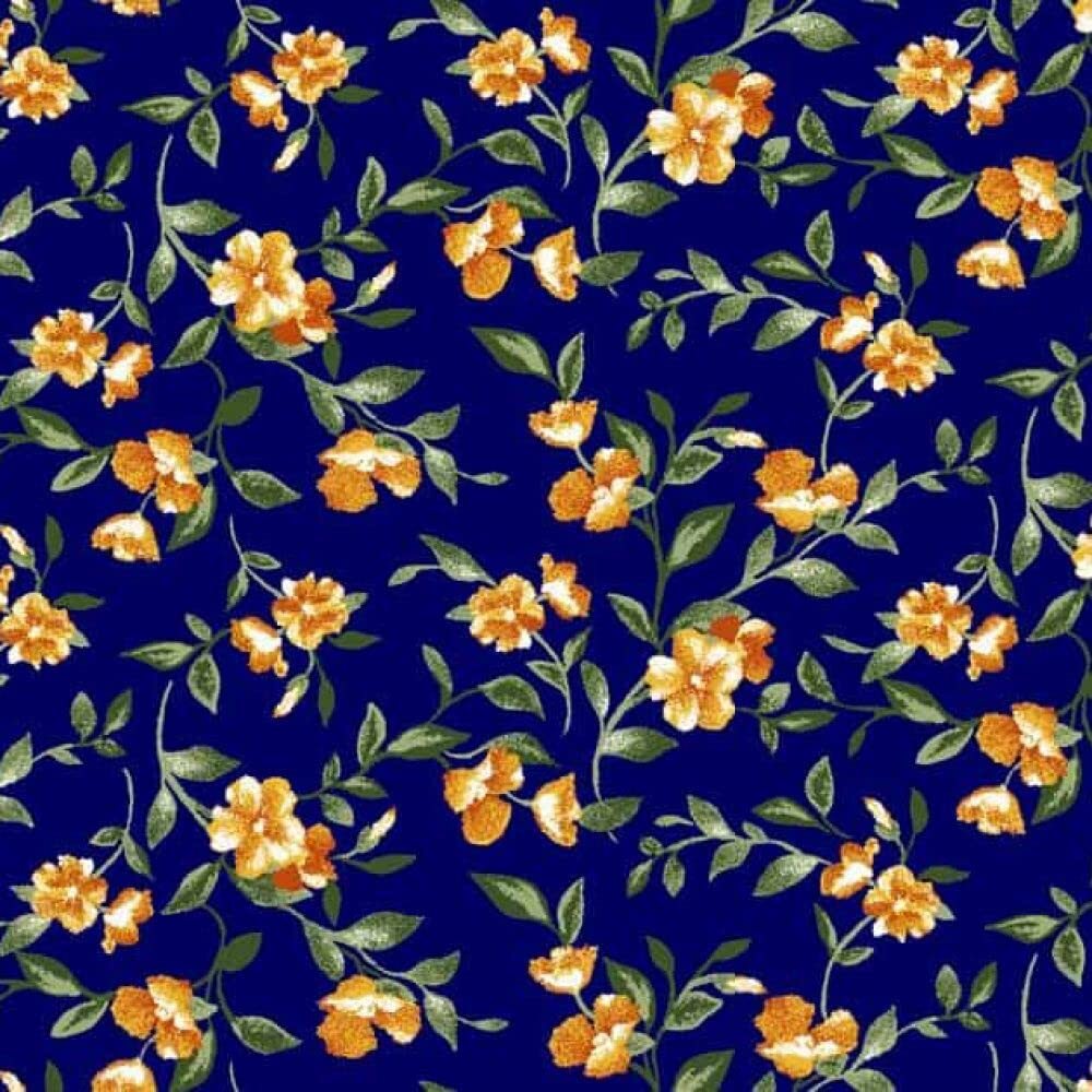 Inc Navy Tangerine Double-Sided Stretch Fabric with Tiny Floral Prints