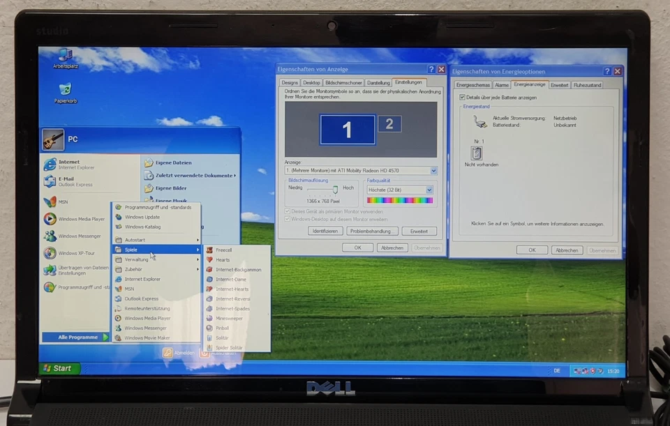 DELL STUDIO 1555 Windows XP Gaming Laptop Notebook 500GB 4Gb 15,6" DVD-RW 4570HD - Bild 2 von 4