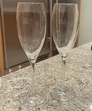 PAIR of Dom Perignon CRYSTAL CHAMPAGNE FLUTES/ WINE GLASSES with SHIELD mark