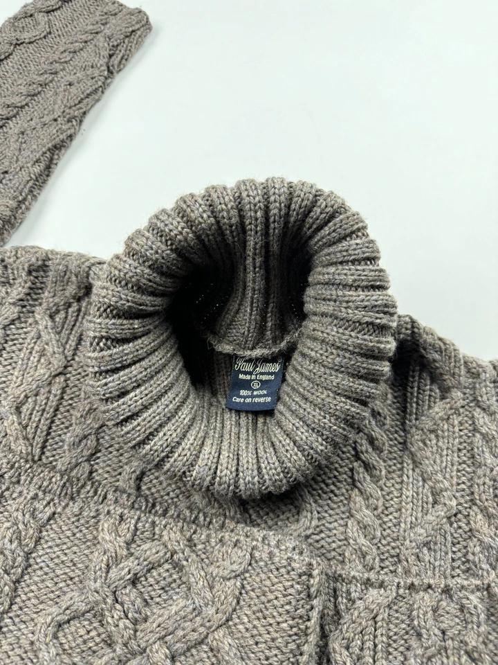 Suéter de Pescador Paul James England Tejido de Lana Cuello Alto para Mujer’s Talla XL Marrón Foto 4 de 4