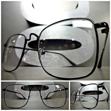 Mens Women CLASSIC VINTAGE RETRO Style Clear Lens EYE GLASSES Square Black Frame