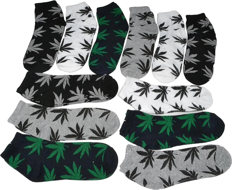 Venta al por mayor lotes a granel calcetines de algodón al tobillo cuarto hoja de hierba para hombre talla 9-11 10-13 Foto 3 de 4