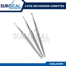 3 Pcs Meyhoefer Chalazion Curette Surgical Medical ENT Instruments - 5" German G