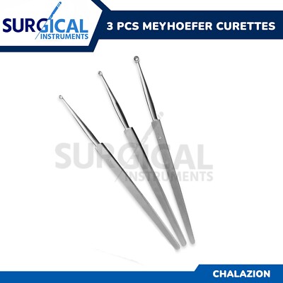 3 Pcs Meyhoefer Chalazion Curette Surgical Medical ENT Instruments - 5'' German G