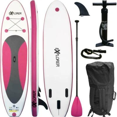 EXPLORER SUP Board Stand Up Paddling Surfboard aufblasbar inkl. Paddel ISUP Paddle 300cm
