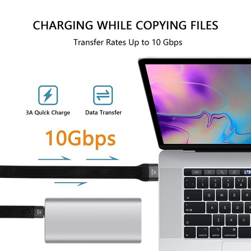 10Gbps USB A 3.0 Male to Type C 3.1 Male Cable 3A Fast Charging FPC Flat Cable - Picture 3 of 7