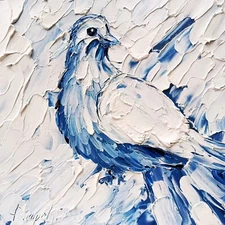 Original Art Pigeon Painting  Original Art Impasto Oil 8x8