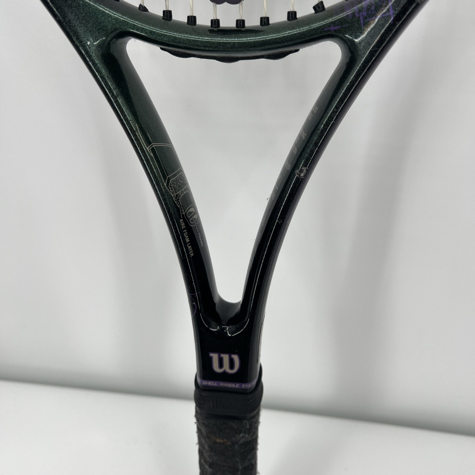 Wilson Racket Green Color Wilson Tennis Racket Profile 3.0 4 1/4” Grip Aire Shell Green Purple ...