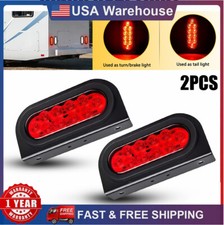 2pcs Red Oval 6 Trailer Lights Stop 12led For Tail Trucks Dump Cargo Trailer