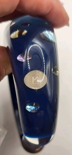 Signed Luc Kieffer Paris Bracelet Teal Swarovski Crystal Resin Luxury French Vtg - Picture 5 of 14