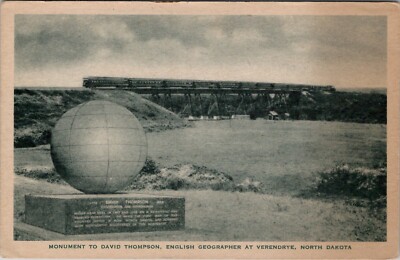 Verendrye North Dakota Monument English Geographer David Thompson Postcard X11