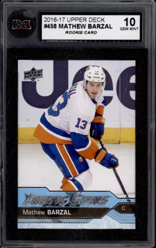 2016-17 UPPER DECK #458 MATHEW BARZAL ROOKIE CARD KSA 10 GEM MINT