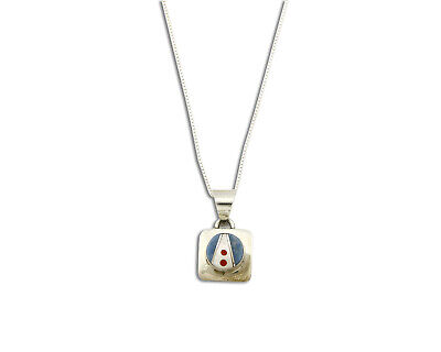 Women's Zuni Necklace .925 Silver Inlaid Gemstones Signed Women's Zuni Necklace .925 Silver Inlaid Gemstones Signed