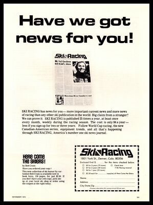 1970 Ski Racing Magazine Subscription Offer Denver Colorado Vintage Print Ad