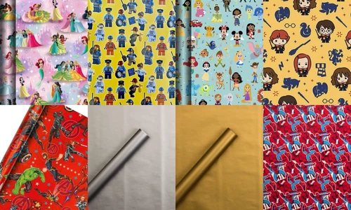 Hallmark Wrapping Paper Rolls - 8 Designs.  1 - 12 rolls - Brand New