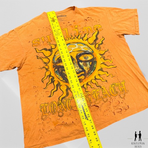 Sublime Long Beach Sun Orange Destroyed Oversized Tee Shirt S / M Fits Like L - Picture 3 of 6