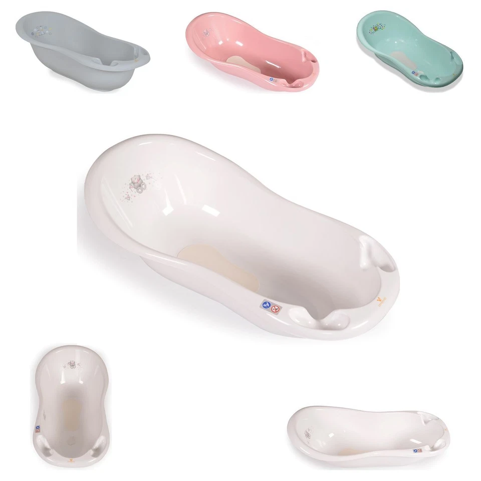 Cangaroo Baby Badewanne Bär 100 cm 2138, Wasserablauf, Antirutschmatte, Ablage