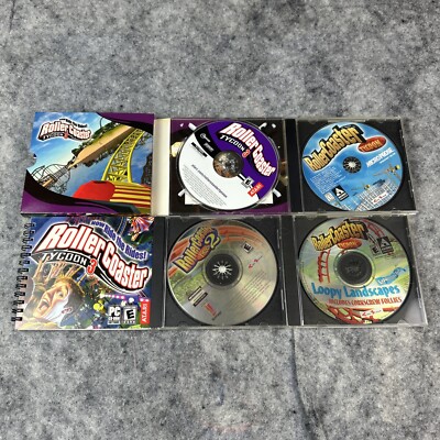 Roller Coaster Tycoon & 2 Loopy Landscapes &3 (PC Windows 98/2000/ME/XP) CD ROM