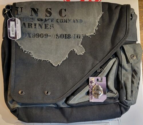 UNSC Microsoft Halo 3 XBOX Game Gray Olive Green Canvas Messenger Bag Brand NEW - Picture 1 of 4