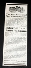 1910 OLD MAGAZINE PRINT AD, INTERNATIONAL HARVESTER AUTO WAGONS, FOR DELIVERIES!