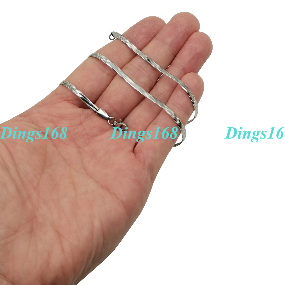 Designer Inspired 18K White Gold Filled 3mm Thin Flat Snake Designer Inspired 18K White Gold Filled 3mm Thin Flat Snake
