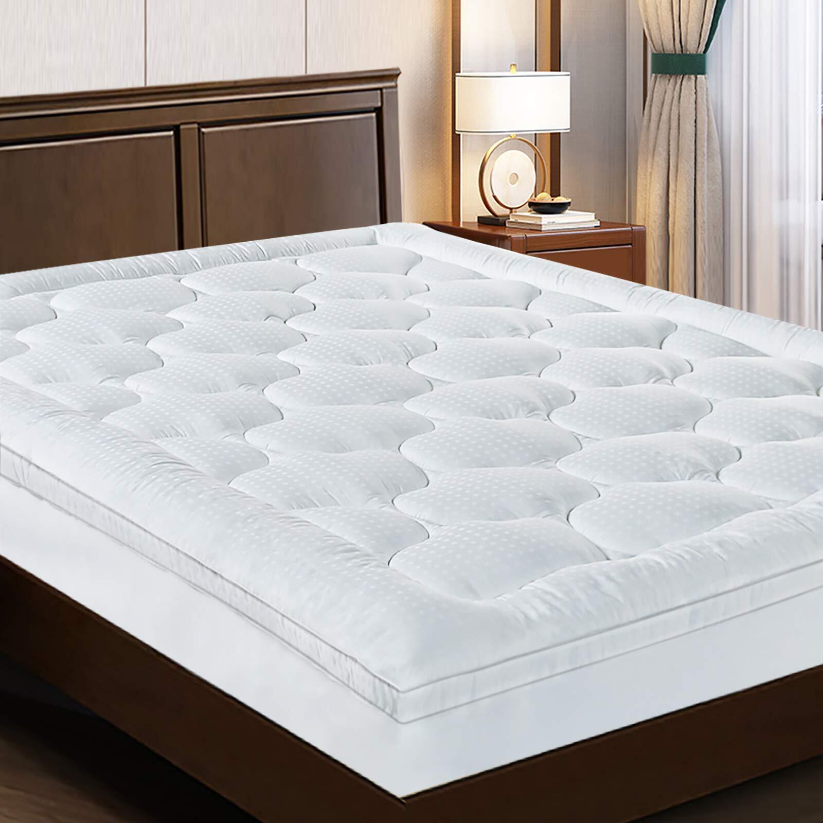 Queen Size Mattress Topper Pillow Top Mattress Cover Quilted Fitted Mattress ...