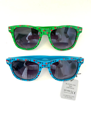 LAST CALL! 2 Pairs - Blue and Green ''I love New York'' UV400 Sunglasses Men Women