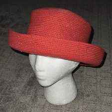 VINTAGE Hat Cap Bucket Womens Pink Adult Paper/poly Betmar NY Soft Red