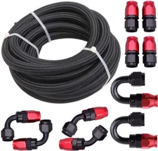 16FT 10AN Hose Nylon Stainless Steel Braided CPE Oil Fuel Line Hose Fittings Kit