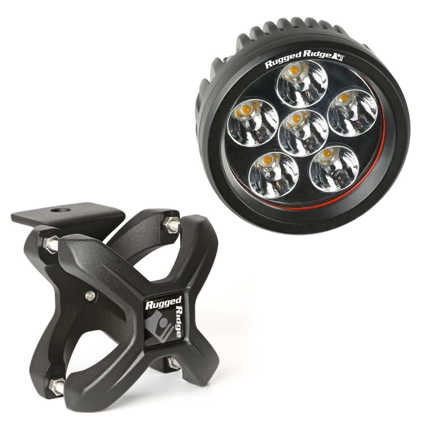Kit d'éclairage LED rond puissant X-Clamp noir pour fixation sur tube