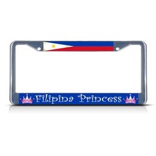 Philippines Filipino Princess Chrome Heavy Duty Metal License Plate Frame Tag Philippines Filipino Princess Chrome Heavy Duty Metal License Plate Frame Tag