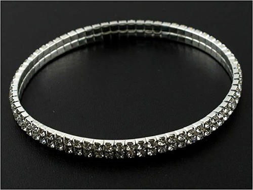 Pulsera tobillera elástica de 1/2 filas cadena elástica diamantes de imitación - Imagen 10 de 17