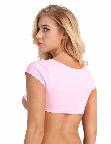 Camiseta blusa top corta de algodón de manga corta para mujer - Imagen 21 de 54