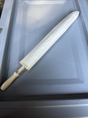 33" Inch Dia White Wood Bamboo Paper Parasol Backyard Umbrella Decoration Gift - 第 4/4 張圖片
