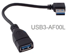 8in USB 3.0 A-Male Left-Angle to A-Female Short Extension Cable, USB3-AF00L