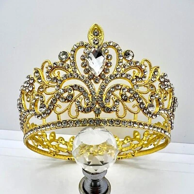 Prinzessin Diadem Gold mit Strass Haaraccessoire Tiara Princess Diadem - Bild 1 von 4