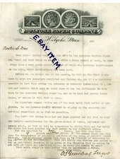 1891 O S GREENLEAF Letterhead HOLYOKE PAPER CO Massachusetts COOKE BANK NOTE N.Y